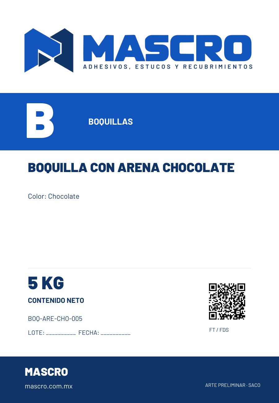 Empaque preliminar de Boquilla Con Arena Chocolate