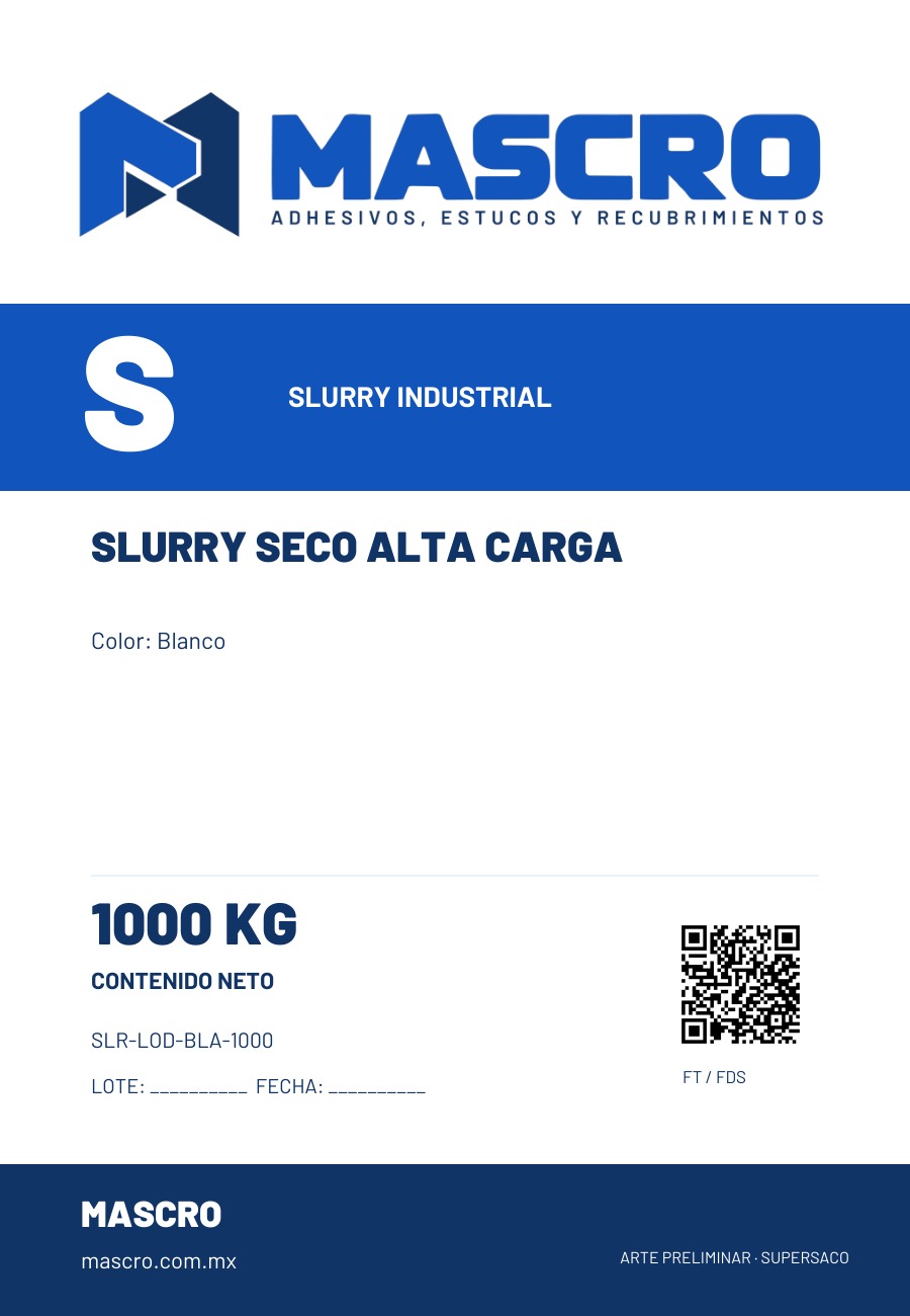 Empaque preliminar de Slurry seco alta carga