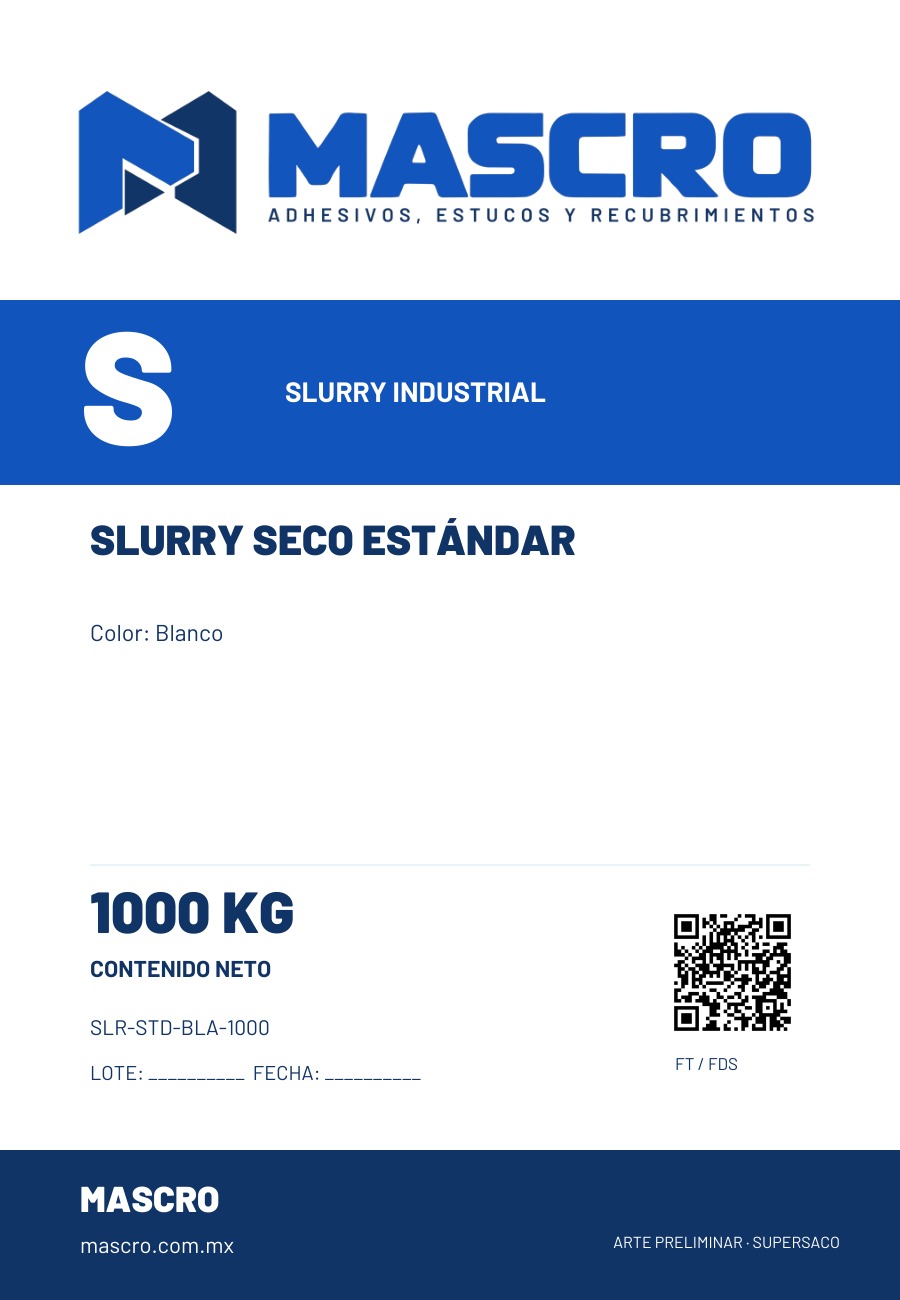 Empaque preliminar de Slurry seco est&aacute;ndar
