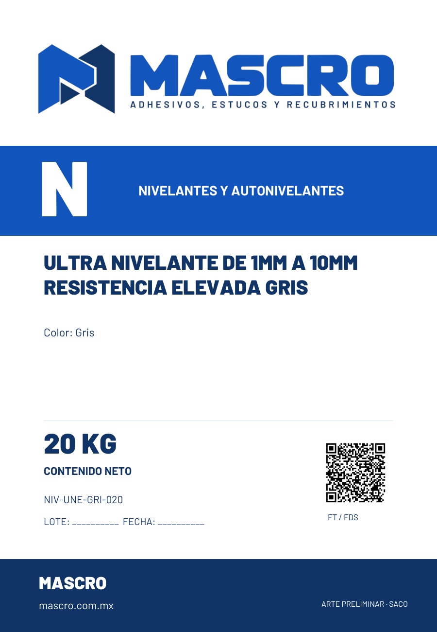 Empaque preliminar de Ultra Nivelante De 1mm A 10mm Resistencia Elevada Gris